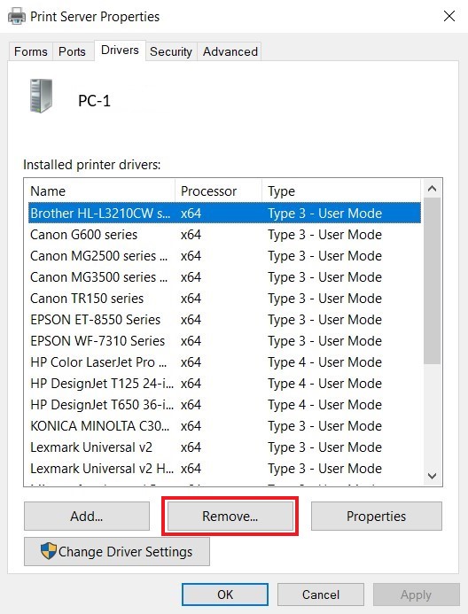 print server properties