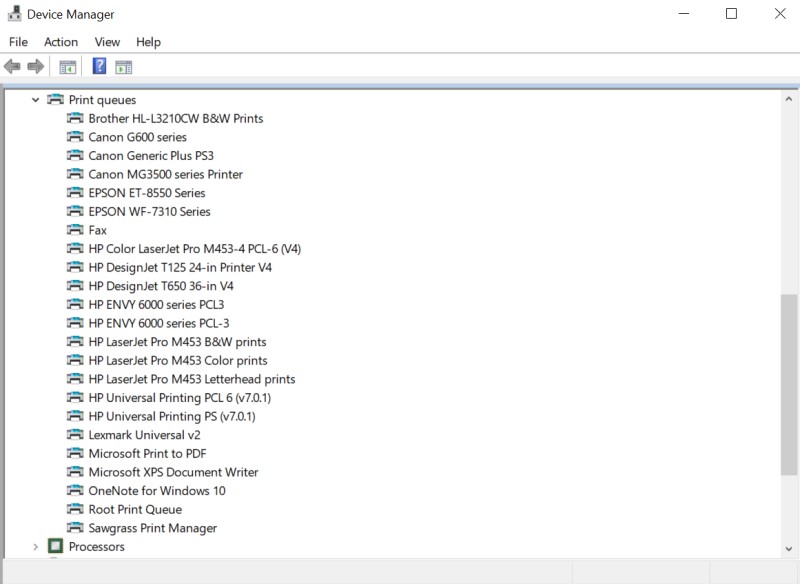 device manager print queues