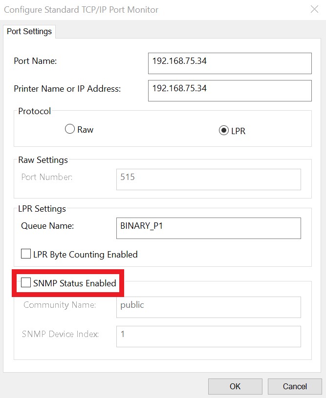 Disable SNMP status