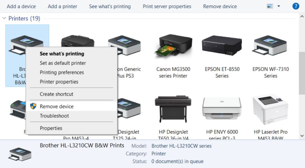 remove printer