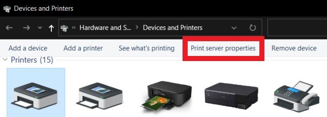 print server properties